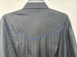 New Women’s ELY 1878 Black Blue Design Long Sleeve Pearl Snap Large LL-30