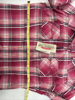 New Women’s Cumberland Pink Plaid Long Sleeve Pearl Snap Medium LL-49