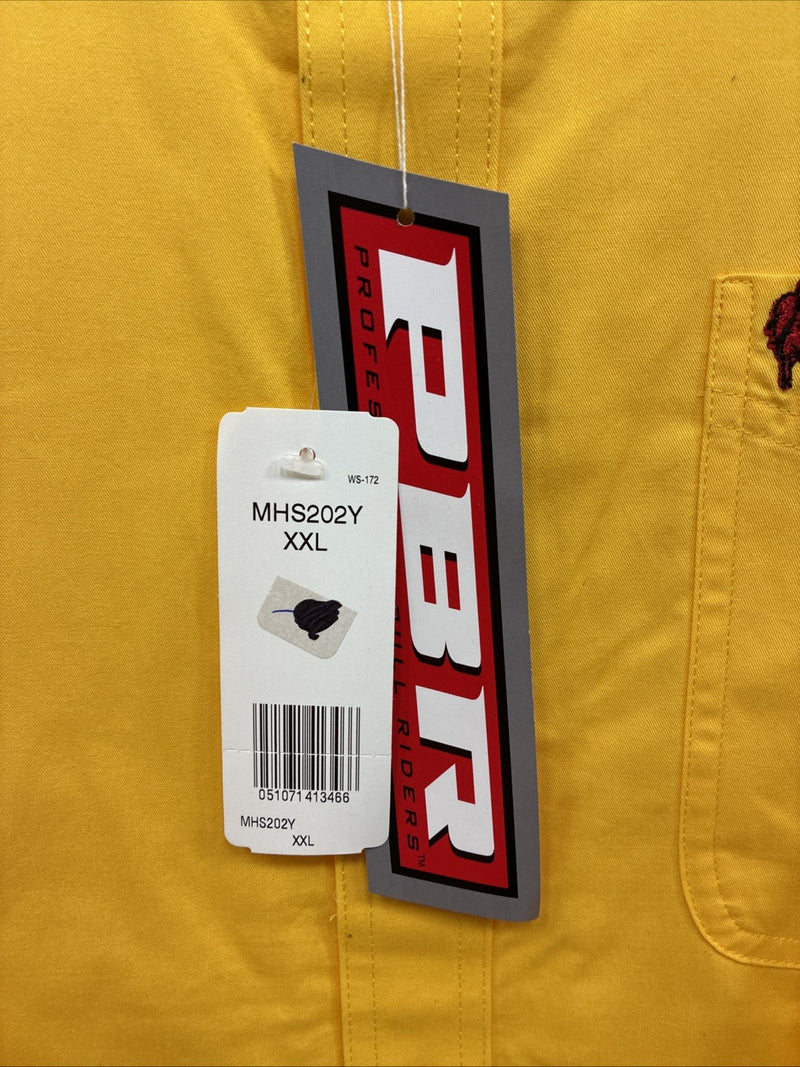 New Men’s Wrangler PBR Western Yellow Long Sleeve Button Up 2XL H-51