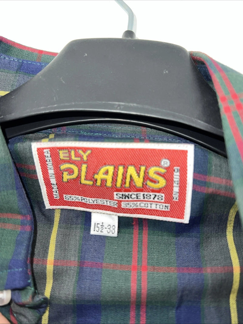 New Men’s Green Plaid Pearl Snap ELY plains Long Sleeve Shirt. 15.5x33 M I-49