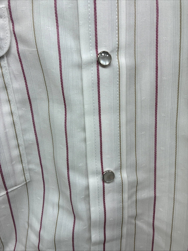 New Men’s Mesquite White Stripe Long Sleeve Pearl Snap 16 Large CC-62