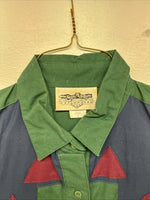 New Women’s San Angelo Green Design Long Sleeve Button Up Size Large TT-72