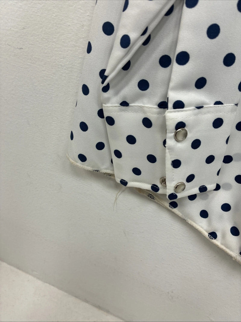 New Women’s Dickson Jenkins White Polkadot Long Sleeve Pearl Snap Size 32 KK-59