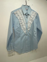 New Women’s Blue H Bar C Long Sleeve Button Up Shirt 3B-97