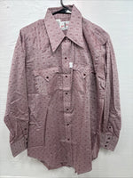 New Men’s Tem Tex Pink Designed Long Sleeve Pearl Snap 16 Large M-85