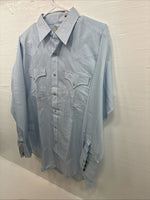New Men’s ELY Cattleman Blue Stripe Long Sleeve Pearl Snap 16 X 34 Large V-113