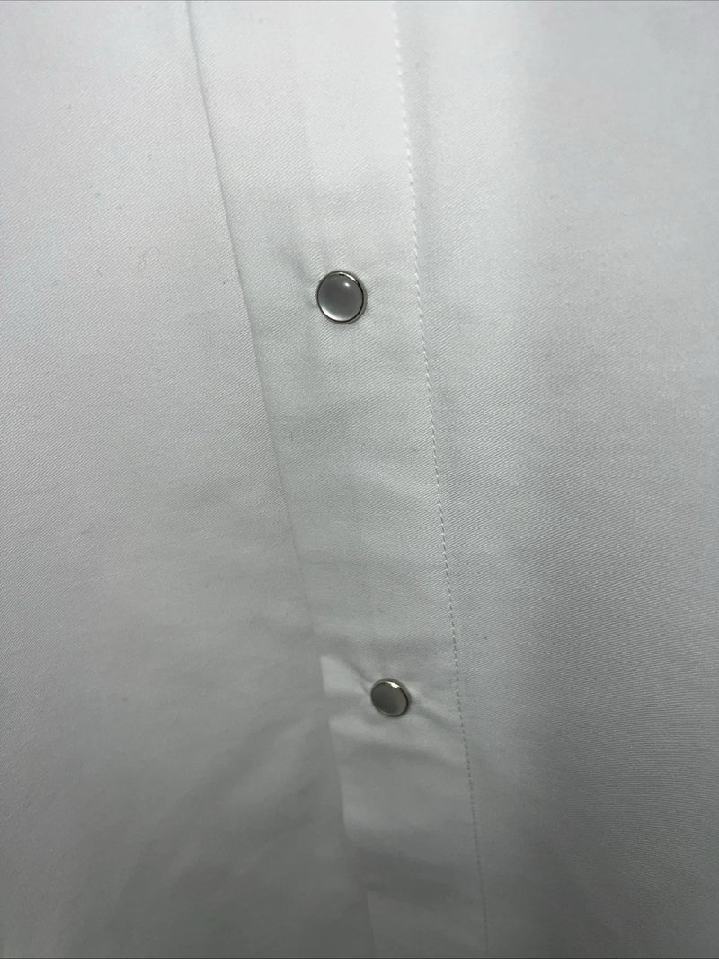 New Men’s White Blue Cumberland Outfitters Pearl Snap Long Sleeve Medium I-54