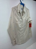 New Women’s Dickson Jenkins Yellow Printed Long Sleeve Pearl Snap Size 30 KK-12