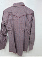 New Men’s Champion Western Red Plaid Long Sleeve Pearl Snap 15 Medium AA-64