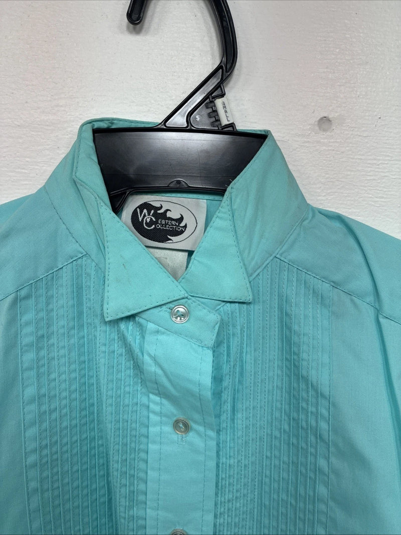 New WC Teal Long Sleeve Button Up English Shirt Size 8 DD-69