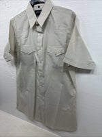 New Men’s White Horse Yellow Stripe Short Sleeve Pearl Snap Large CC-45