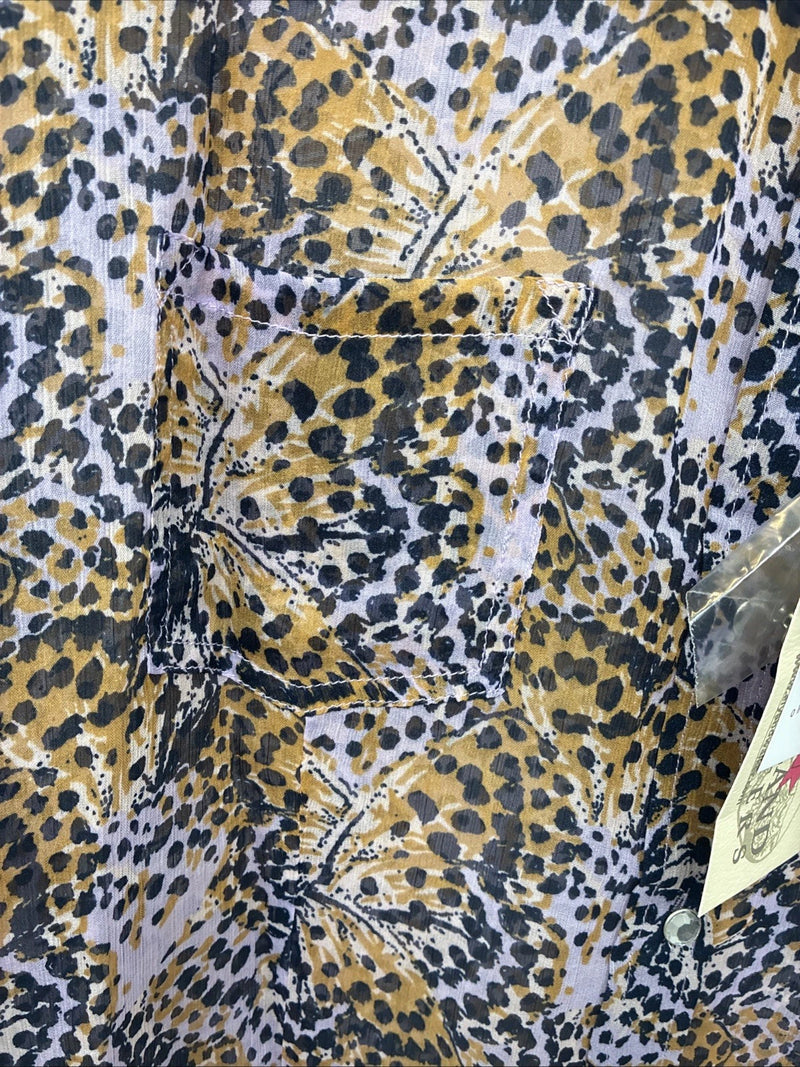 New Women’s Cumberland Purple Yellow Print Long Sleeve Pearl Snap 3XL GG-41