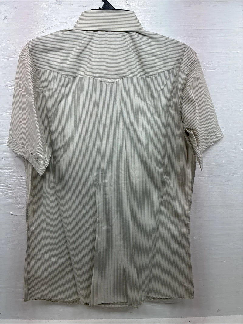 New Men’s White Horse Yellow Stripe Short Sleeve Pearl Snap Large CC-45