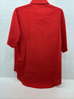 New Men’s ELY Cattleman Red Short Sleeve Pearl Snap 2XL Regular E-42