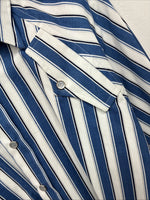 New Women’s H Bar C Blue Stripe Long Sleeve Pearl Snap Size 36 LL-57