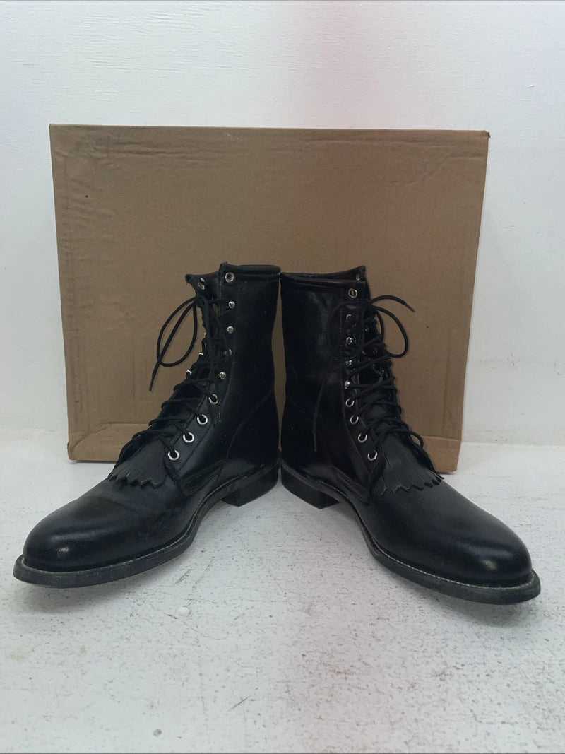 New Men’s Black Lace Up J Chisholm Cowboy Boots. 2550 9 D. 3-32