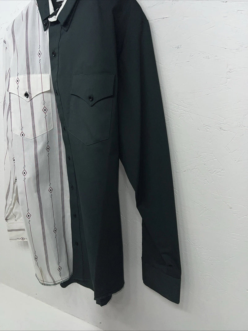 New Men’s Green White Cowboy Threads Button Up Long Sleeve Shirt Medium I-59