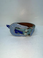 New Blue Genuine Leather 3D Belt Co. Blue Bling 30” Belt #677 Z-58