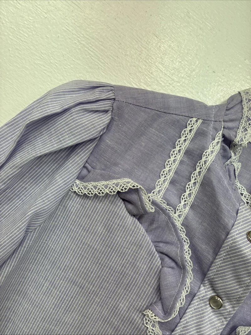 New Kids Kid Kountry Purple Designed Long Sleeve Pearl Snap Size 10 YY-57
