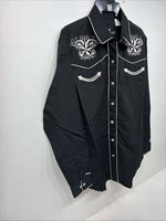 New Women’s Western Express Black Long Sleeve Pearl Snap Medium LL-99