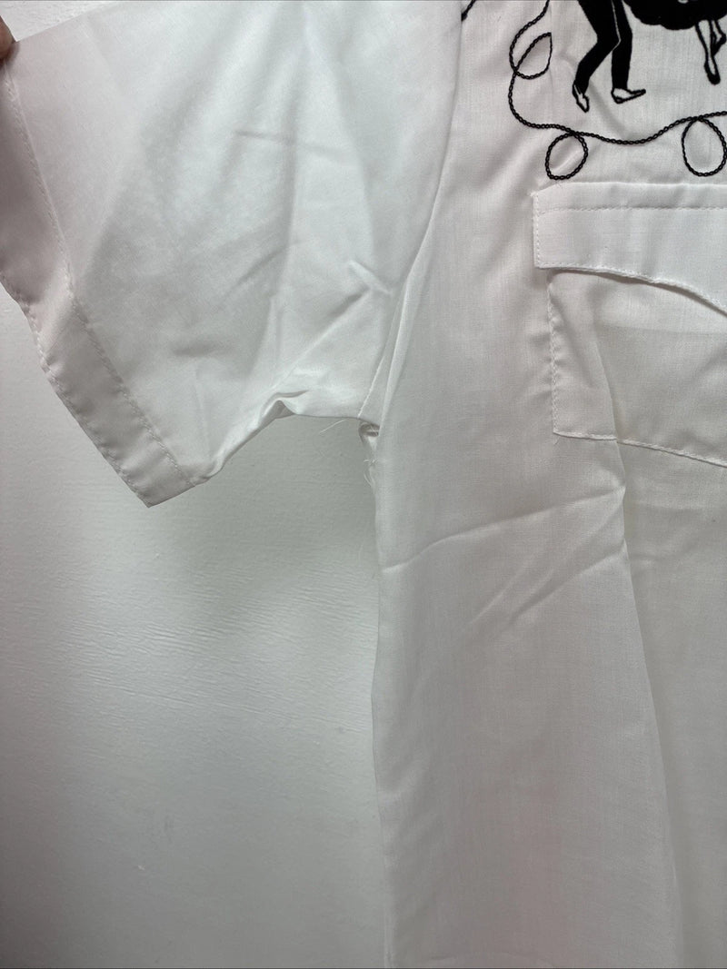 New Women’s Rockmount White Designed Short Sleeve Pearl Snap Size 32 LL-75