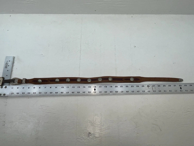 New Brown Genuine Leather Nocona Silver Pendent 28” Belt #399 JJ-143