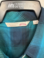 New Women’s Cumberland Blue Plaid Long Sleeve Pearl Snap 1XL Plus DD-16