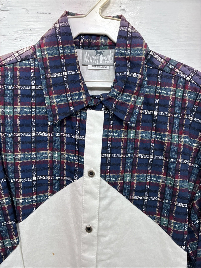 New Men’s Cowboy Threads White Multiple Color Long Sleeve Button Up Medium K-21