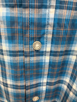 New Men ELY Cattleman Blue Paid Long Sleeve Button Up Medium J-88