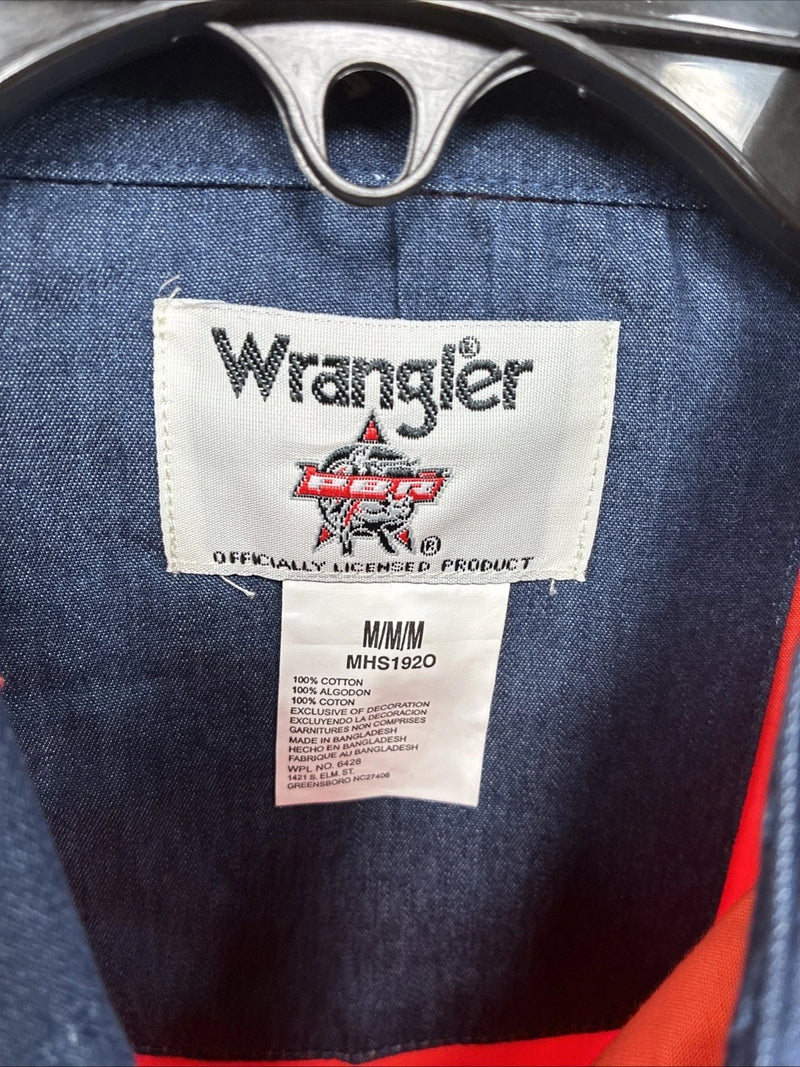 New Men’s Wrangler PBR Orange Long Sleeve Button Up Medium K-41