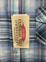 New Women’s Cumberland Blue Purple Plaid Long Sleeve Pearl Snap Size 1X TT-114