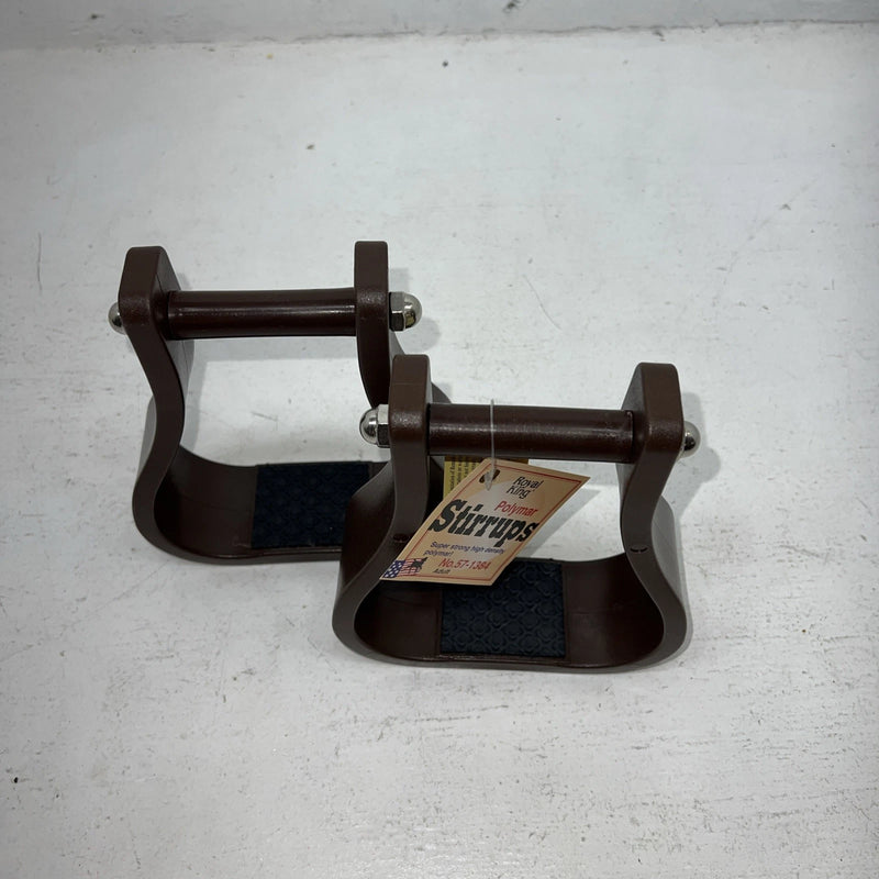 New Royal King Brown Polymar Stirrups Adult #57-1384 FF-3