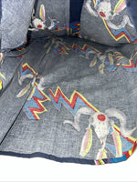 New Men’s Gunsmoke Multicolor skull Button Up Long Sleeve Shirt Medium I-42