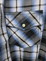 New Women’s Cumberland Blue Black Plaid Long Sleeve Pearl Snap 2XL GG-36