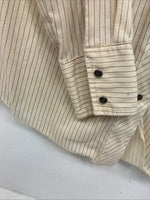 Me Women’s Dickson Jenkins Tan Stripe Long Sleeve Pearl Snap Size 34 KK-28