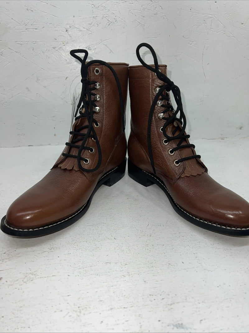 New Women’s Brown Lace Up Jama Cowboy Boots. 065 6.5 6 1/2. 19-71