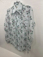 New Men’s Texson Blue Floral Long Sleeve Pearl Snap 14 X 32 Small V-65