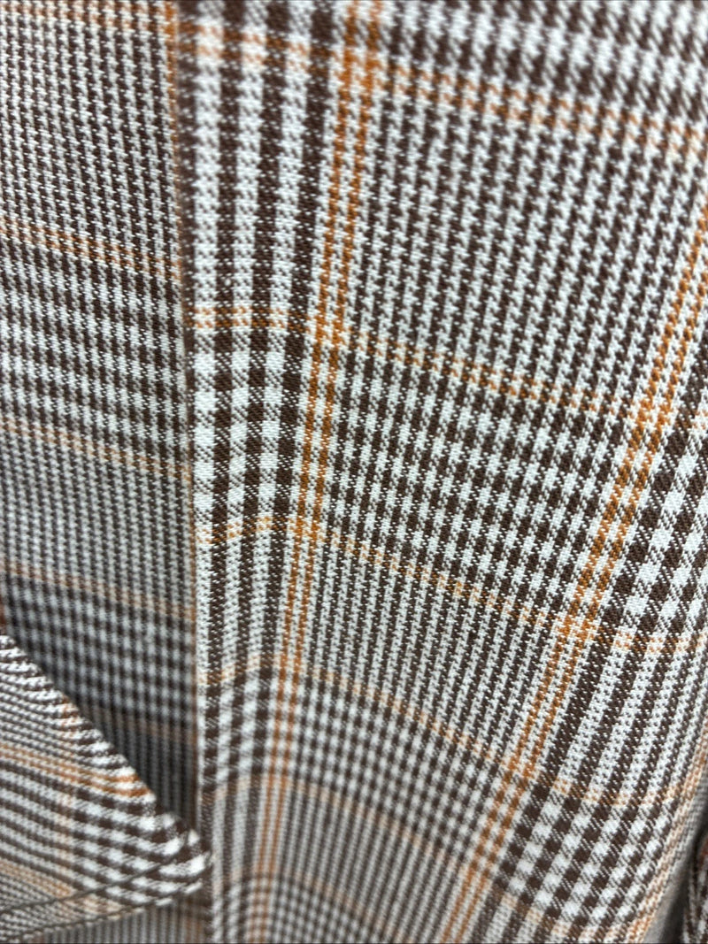New Men’s Champion Western Brown Plaid Long Sleeve Pearl Snap 16 Large M-86