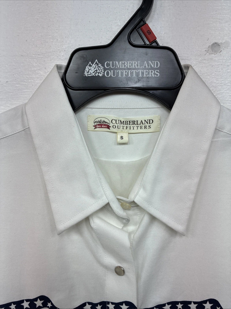 New Women’s Cumberland White Designed Short Sleeve Pearl Snap MM-70