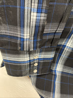 New Men’s ELY Cattleman Black Blue Long Sleeve Pearl Snap 3XL E-38