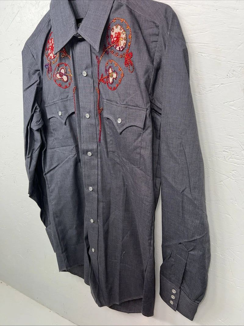 New Women’s Champion Westerns Navy Long Sleeve Button Up Shirt 14.5/33 3B-77