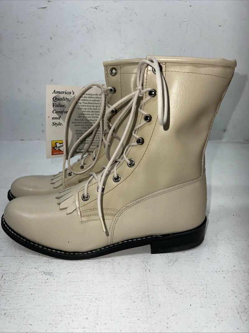 New Women’s Tan Lace Up Texas Brand Cowboy Boots. 4469 6:5 6 1/2 M. 19-116
