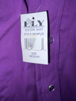 New Women’s Black Purple Ely Long Sleeve Button Up Shirt M #14119 3B-48