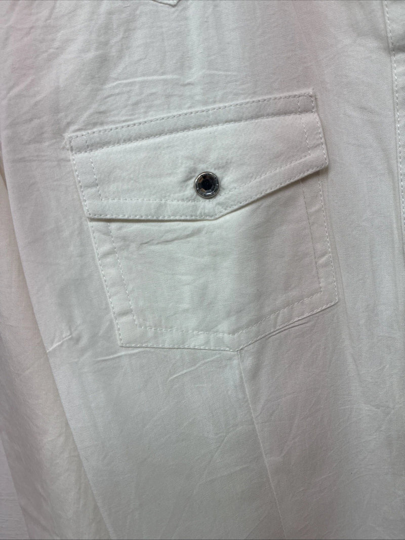 New Women’s Cumberland White Gem Long Sleeve Pearl Snap Medium KK-82