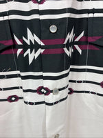 New Men’s Cumberland White Purple Design Long Sleeve Pearl Snap Large CC-17