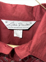 New Women’s Lila Smitty Burgundy Western Show Shirt With Fringe XL #332 UU-14