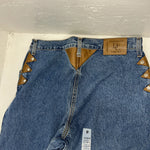New Women’s Diamond Cut Gusset Regular Fit Leather Denim Jeans. 15/16x36 L-17