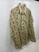 New Men’s ELY Plains Green Floral Long Sleeve Pearl Snap 16 X 36 Large CC-23