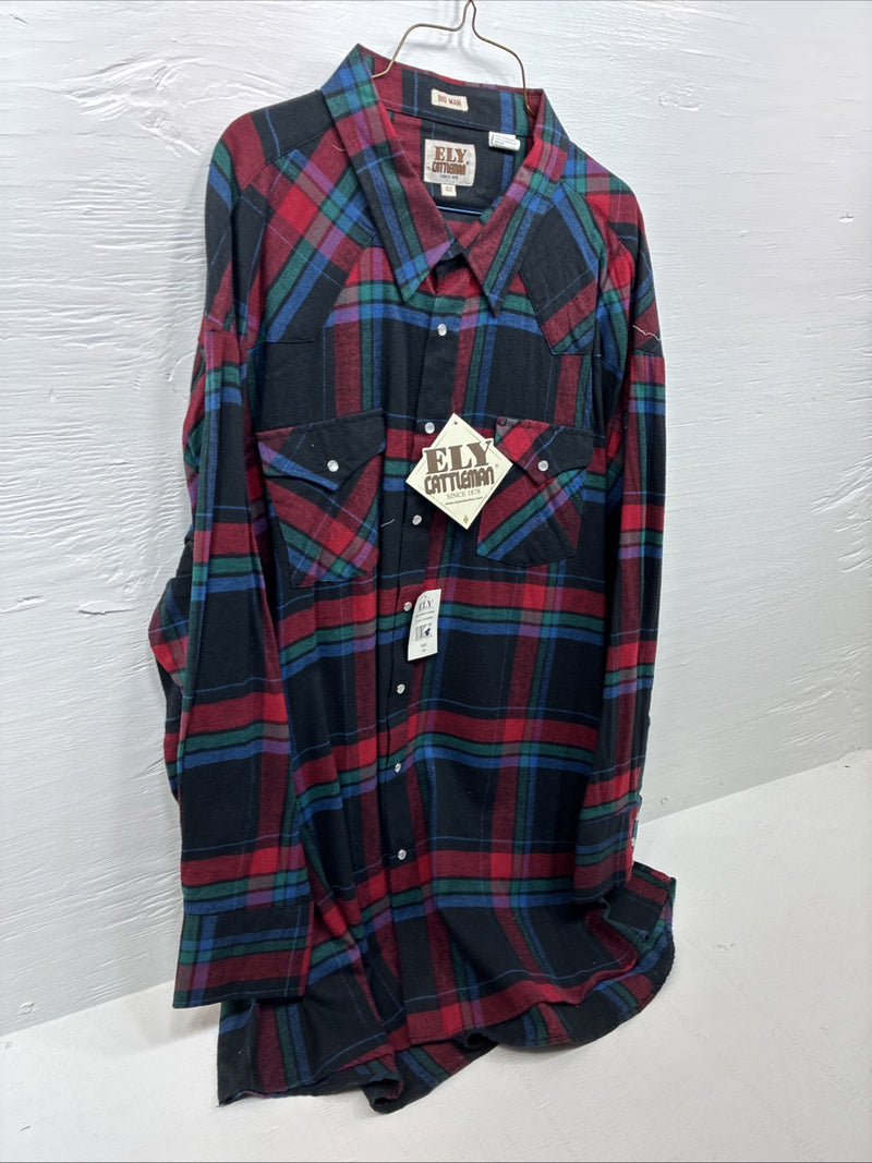 New Men’s ELY Cattleman Multiple Color Flannel Long Sleeve Pearl Snap 4XL E-86