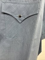 New Men’s ELY Cattleman Blue Embroidered Short Sleeve Pearl Snap 2XL F-82